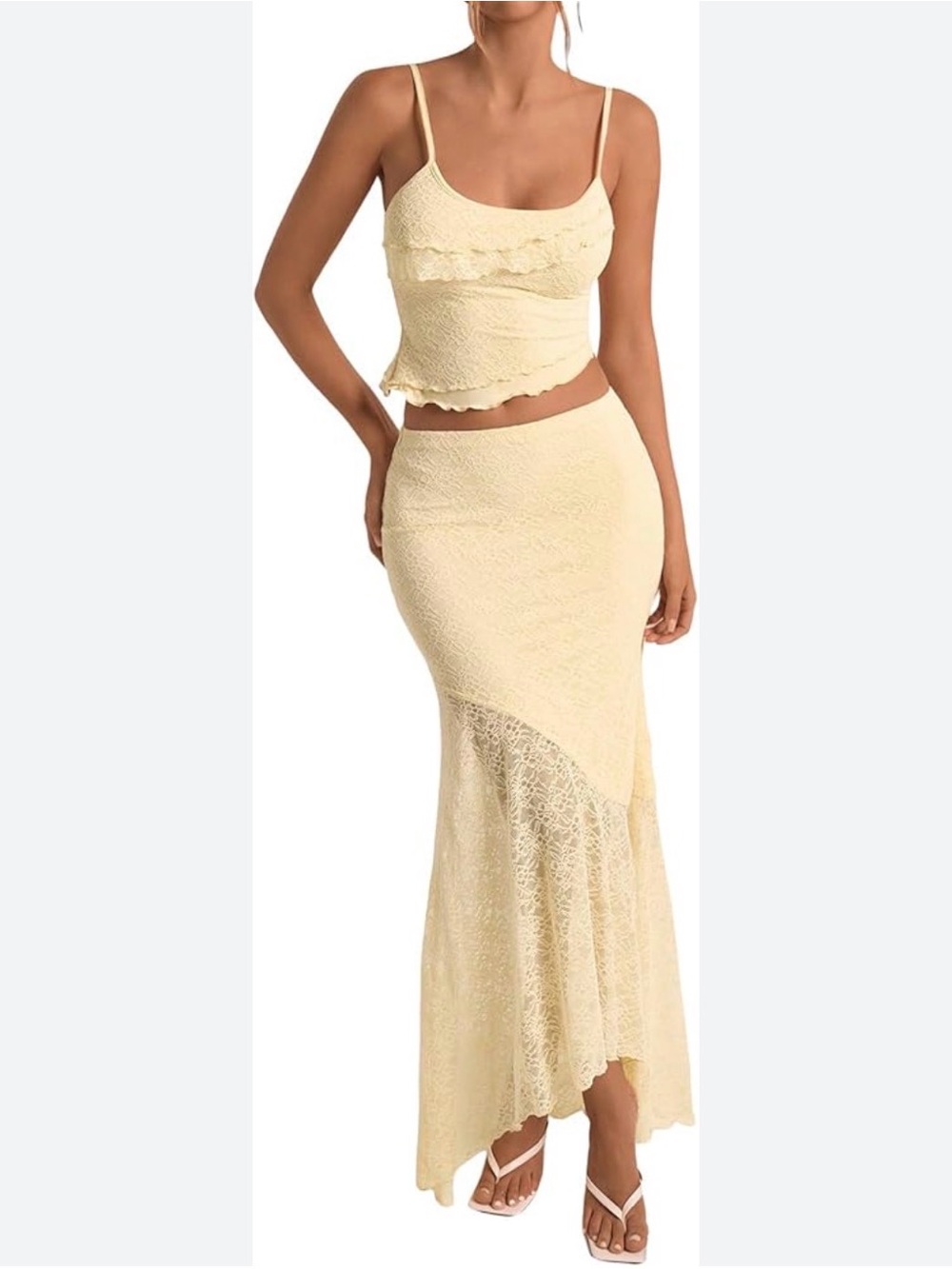 Yellow Lace Ruffle Set